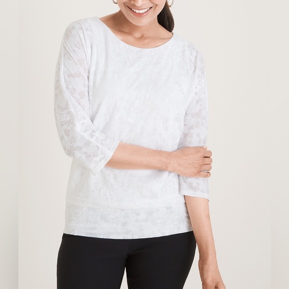 Chico's Tops - Chicos White Floral Burnout Tee in beautiful crisp white size 1 (M)